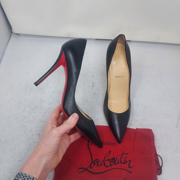 Christian Louboutin Apostrophy Black Heel Pump Shoe - Picture 1 of 9